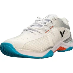 Victor Men's Indoor S82II-AS Bright White/Glossy Silver -Wilson Sales victor s8211 as 4